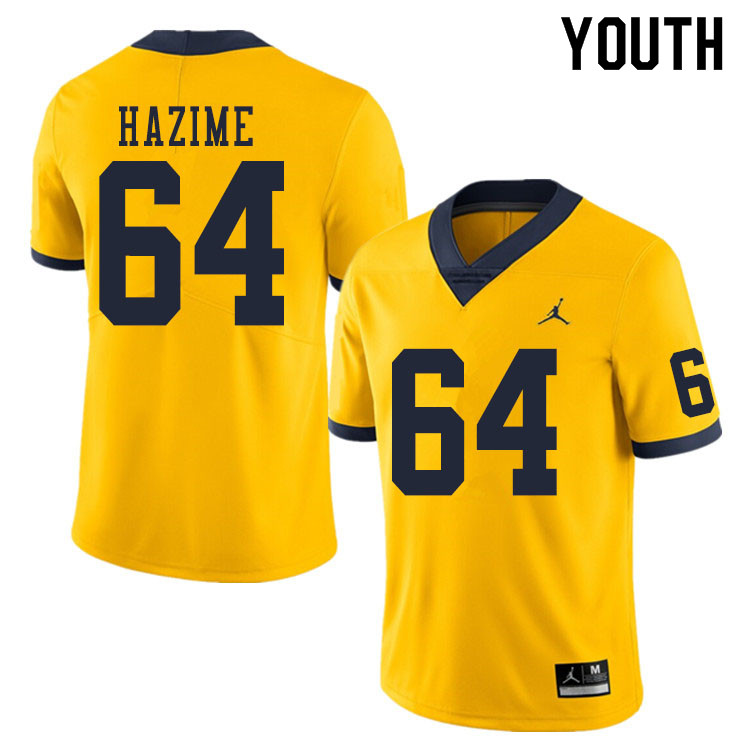 Youth #64 Mahdi Hazime Michigan Wolverines College Football Jerseys Sale-Yellow